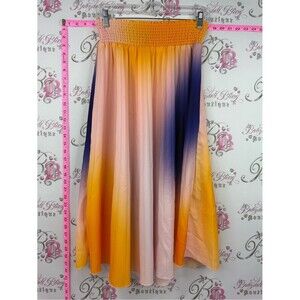 WD.NY skirt smocked Ombre Maxi Skirt in Yellow, Pink & Blue